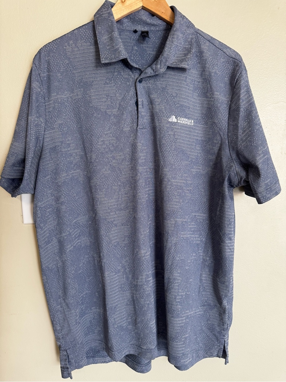 adidas Primegreen Geometric Knit Polo Shirt Blue Mens XL Short Sleeve GM0258